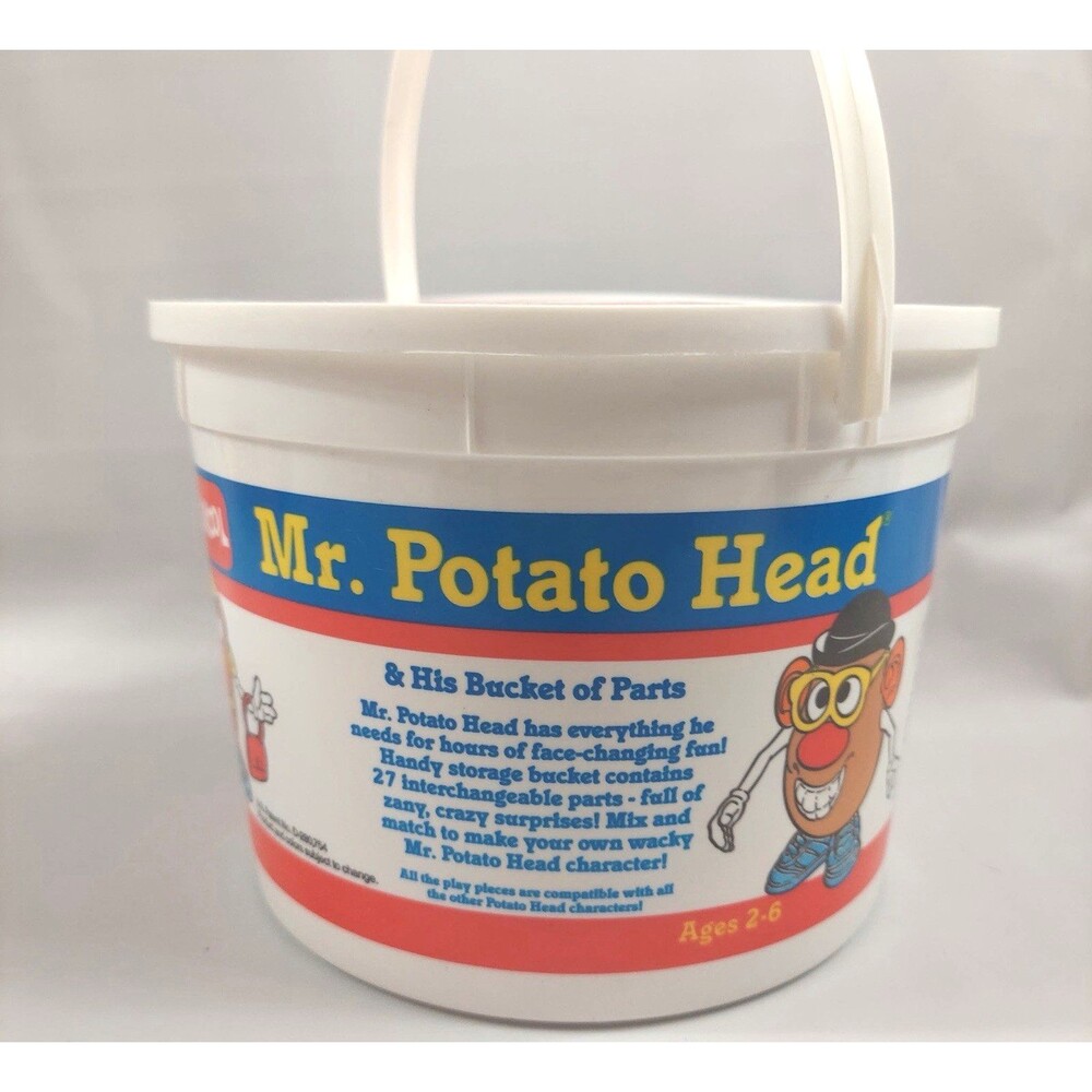Vintage 1989 Playskool Mr Potato Head & His Bucket of Parts Complete w Extras